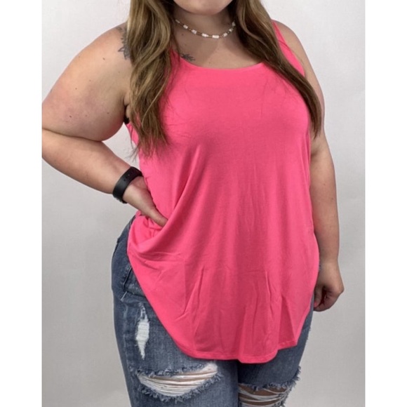 Zenana neon coral fuchsia perfect tank top - Picture 1 of 4
